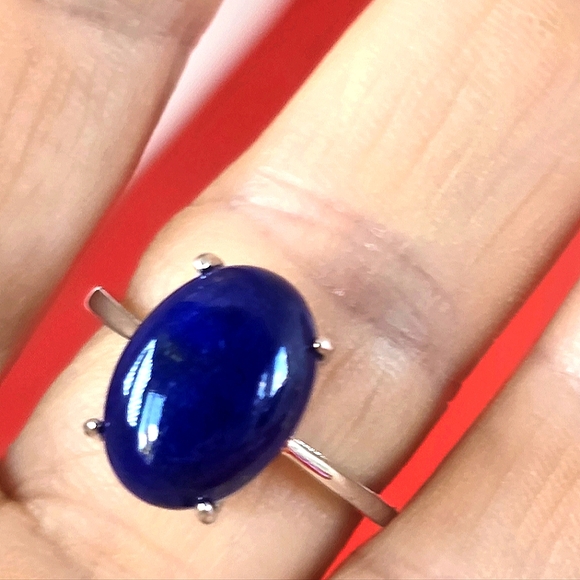 Natural Lapis Lazuli 925 Sterling Silver Ring - Picture 3 of 8